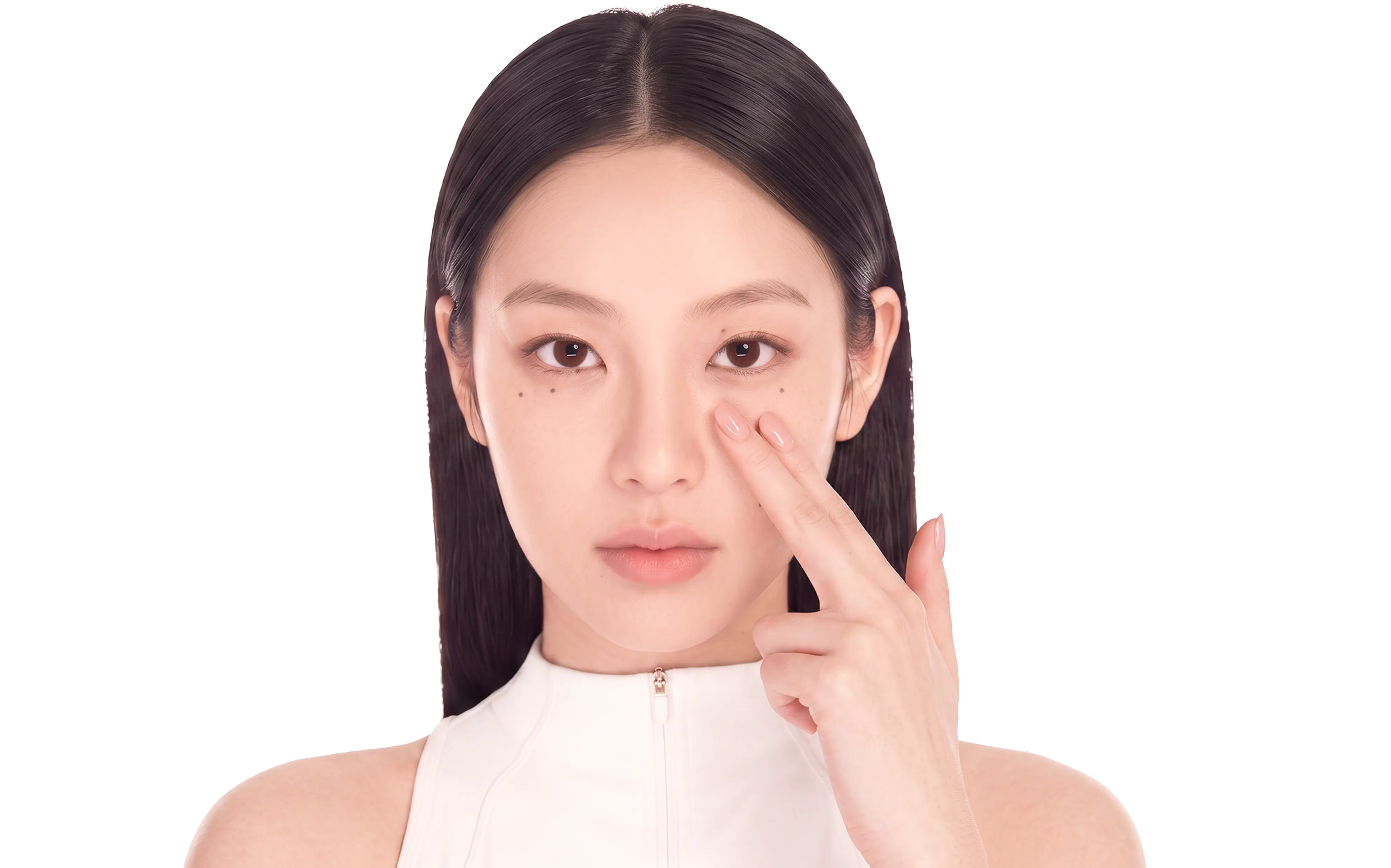 Woman with healthy-looking skin in a close-up portrait
